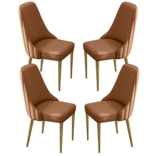 PU-Leder-Küchen-Esszimmerstühle, 4er-Set, hohe Rückenlehne, gepolsterter weicher Sitz, Schreibtischstuhl für den Haushalt, stabile Beine aus Eisenkunstmetall von Generic