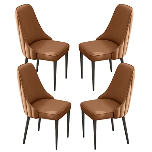 PU-Leder-Küchen-Esszimmerstühle, 4er-Set, hohe Rückenlehne, gepolsterter weicher Sitz, Schreibtischstuhl für den Haushalt, stabile Beine aus Eisenkunstmetall von Generic