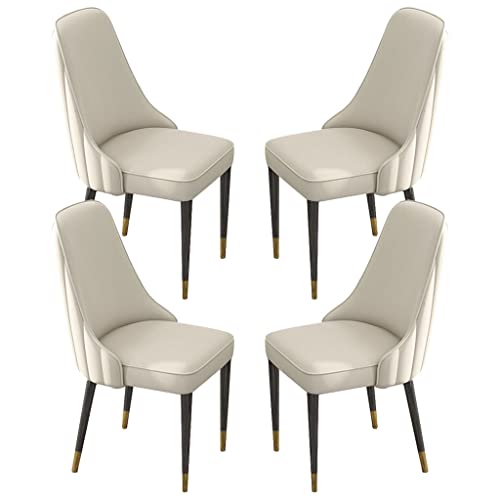 PU-Leder-Küchen-Esszimmerstühle, 4er-Set, hohe Rückenlehne, gepolsterter weicher Sitz, Schreibtischstuhl für den Haushalt, stabile Beine aus Eisenkunstmetall von Generic
