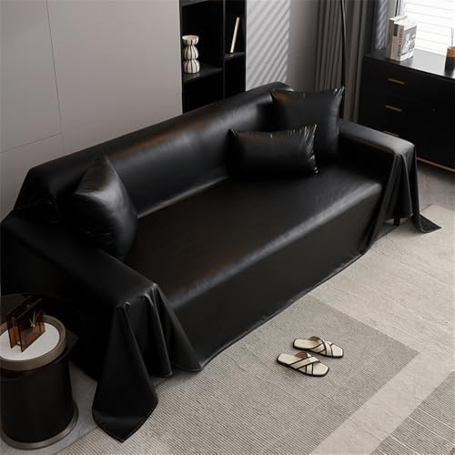 PU Leder Sofa Abdeckung Rutschfeste Sofadecke für 1 2 3 4-Sitzer L Form Sofa Universal Fit Beige 180x130cm von Generic