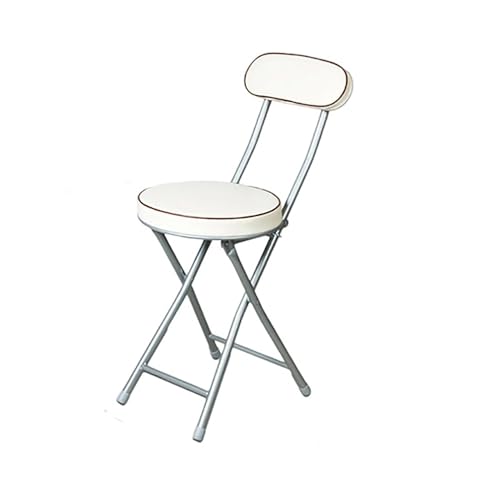 PU Polster Klappbar Barhocker mit Rückenlehne und Fußstütze, Höhenverstellbar Küchenhocker Garten Camping Picknick(White) von Generic