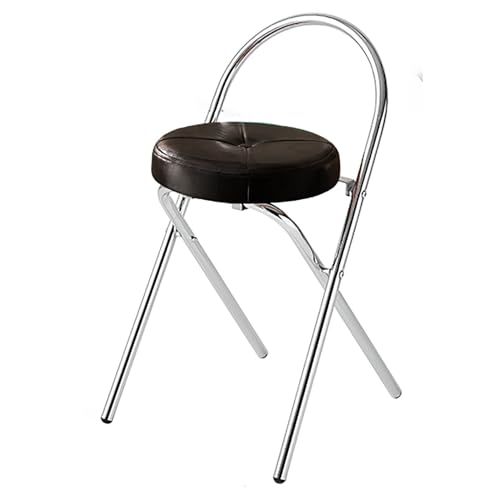 PU-gepolsterter Klappbarhocker mit Rückenlehne, Runder Thekenhöhenstuhl, Frühstücksbarhocker für Küche Laden Outdoor Indoor(Black,55 cm/22 inch) von Generic