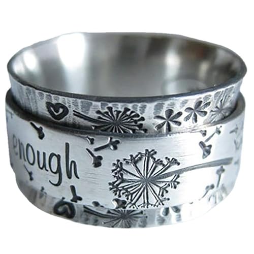 PULABO Ich bin genug Silber Meditation Löwenzahn Ring Brief Ring Handschmuck beliebt PULABO Ich bin genug Silber Meditation Löwenzahn Ring Brief Ring Handschmuck beliebt von Generic