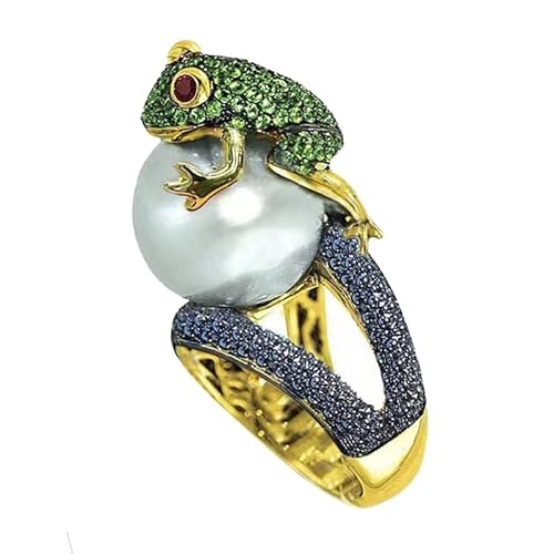 PULABO Kreativer reizender Frosch-Tier-weißer simulierter Perlen-Ring für Frauen-Partei-Schmuck-weibliches Zubehör Größe 6-10 bequem PULABO Kreativer reizender Frosch-Tier-weißer simulierter Perlen-Ring für Frauen-Partei-Schmuck-weibliches Zubehör Größe 6-10 bequem von Generic