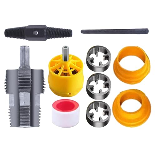 PVC-Gewindemacher-Werkzeug – PVC-Rohr-Gewindeschneider-Set, Rohrgewindebohrer-Set für Reparaturen zu Hause | Langlebiger Stahl-Bohrer, Wasserrohr-Einfädler, wiederverwendbares Rohrgewindebohrer-Set fü von Generic