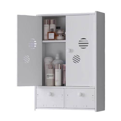 PVC Platte Toilettenschrank Weiß Hängeschrank Bad Wasserfest Lackfrei Mehrschichtiges Design Geeignet für Badezimmer und Toiletten, Schlichter Stil(C) von Generic