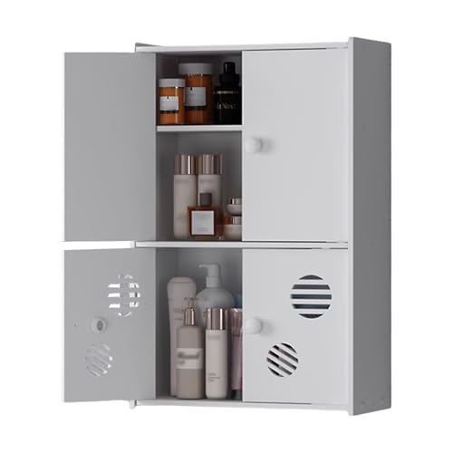 PVC Platte Toilettenschrank Weiß Hängeschrank Bad Wasserfest Lackfrei Mehrschichtiges Design Geeignet für Badezimmer und Toiletten, Schlichter Stil(D) von Generic