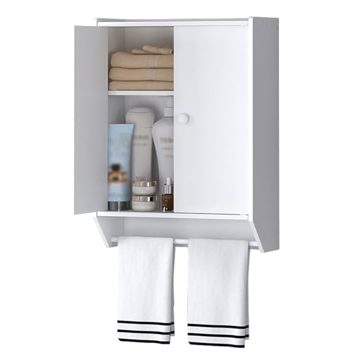 PVC Platte Toilettenschrank Weiß Hängeschrank Bad Wasserfest Lackfrei Mehrschichtiges Design Geeignet für Badezimmer und Toiletten, Schlichter Stil(I) von Generic