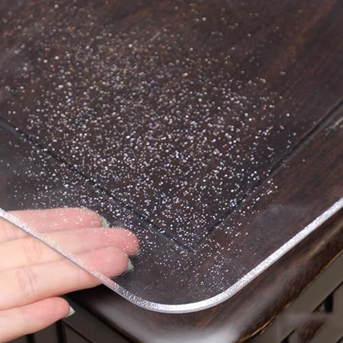 PVC Table Mat Waterproof Table Protector Wipeable Clear Tablecloth Oil-Proof Frosted Cover for Kitchen Office & Dining Custom Size (1mm 160x220cm) von Generic