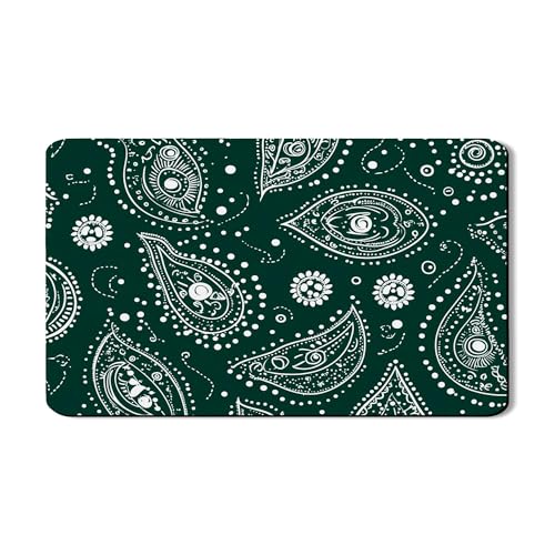 Paisley Abtropfmatten für Küchentheke, elegantes weißes Paisleymuster, saugfähiges Gummi-Abtropfgestell, klassisches grünes Design, Abtropfmatte für Küchentheke, Dekorateur 30,5 x 50,8 cm von Generic