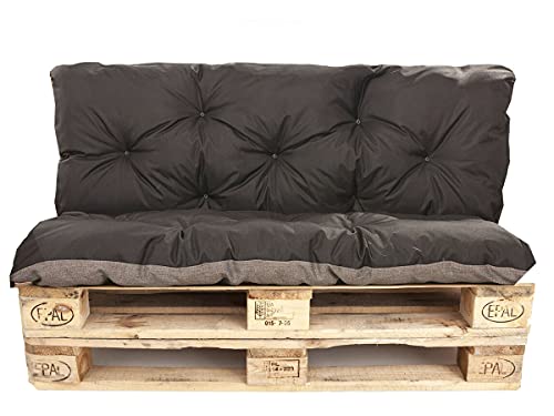 Palettenkissen Outdoor - Palettenkissen Set - Palettenkissen Set Indoor (Sitzkissen 120x60 +Rückenlehne 120x40, Schwarz) von Generic