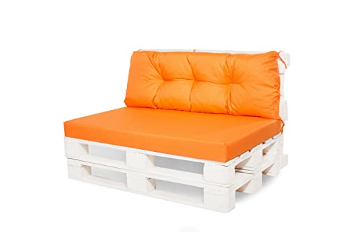 Palettenkissen Outdoor - Palettenkissen wasserfest - Palettenkissen Set (Set sitzkissen 120x60 + rückenkissen 120x50, Orange) von Generic