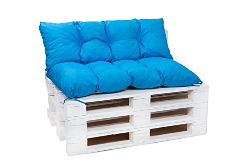 Palettenkissen wasserdicht - palettenkissen Outdoor - palettenkissen Set (sitzkissen 120x50 + 120x50cm rückenlehne, Blau) von Generic