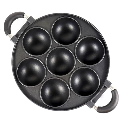Pancake Pfanne Spiegeleipfanne - mit Beschichtung, Induktion Ceran Gas Elektro, 7x Form Maker Eierpfanne, Gusseisen Kochgeschirr für Kekse, Muffins, Brownies und Scones (1PC) von Generic