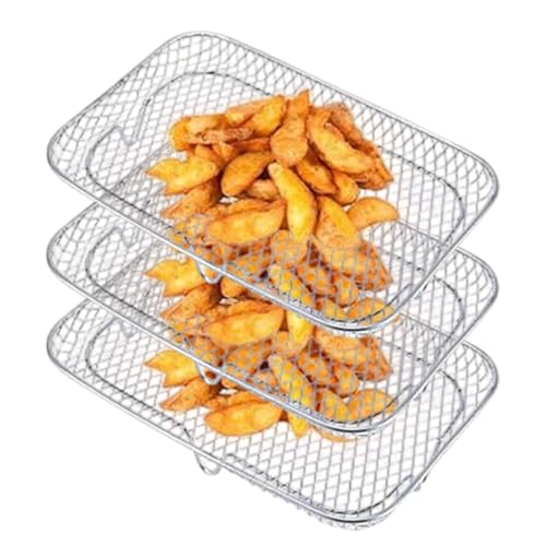 Pancetthalter für Luftfritteuse, quadratischer Ständer für Fritteuse, Kühltablett für 3-stufiges Netz-Röstgitter | Inselhalter für Fryer, Ständer D von Generic