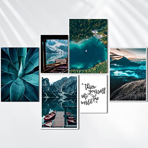 Pano 6er Premium Poster Set ( 4x A4 & 2x A5 ) '' Blue Nature '' | Wanddeko Home Deko für Schlafzimmer & Wohnzimmer & Küche & Esszimmer | 6 moderne Wandbilder | OHNE Bilderrahmen von Generic