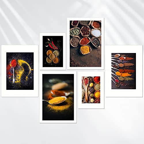 Pano 6er Premium Poster Set ( 4x A4 & 2x A5 ) '' Dark Spices '' | Wanddeko Home Deko für Schlafzimmer & Wohnzimmer & Küche & Esszimmer | 6 moderne Wandbilder | OHNE Bilderrahmen von Generic
