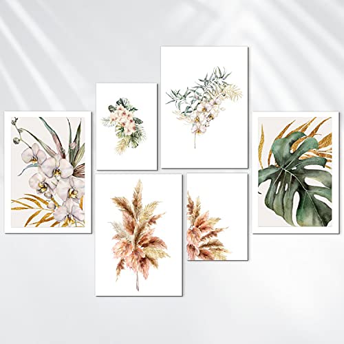 Pano 6er Premium Poster Set ( 4x A4 & 2x A5 ) '' Illustrated Minimalist Plants '' | Wanddeko Home Deko für Schlafzimmer & Wohnzimmer & Küche & Esszimmer | 6 moderne Wandbilder | OHNE Bilderrahmen von Generic