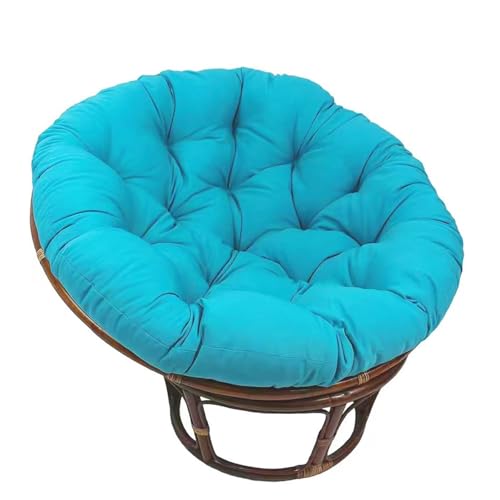 Papasansessel Rundkissen RundRattansessel Auflage Sesselkissen Gartenkissen Sitzkissen Drehsessel Kissen Hängendes Eierstuhlkissen mit Bändern Gesteppt Stuhlkissen(Blue,80x80cm) von Generic