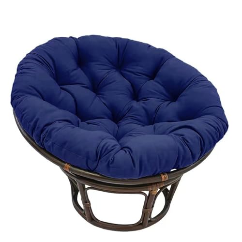 Papasansessel Rundkissen RundRattansessel Auflage Sesselkissen Gartenkissen Sitzkissen Drehsessel Kissen Hängendes Eierstuhlkissen mit Bändern Gesteppt Stuhlkissen(Navy Blue,90x90cm) von Generic