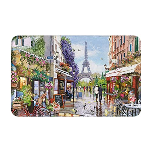 Pariser Straßenszene Eiffelturm Fußmatte Komfortabel Badvorleger Schmutz Widerstehen Fussmatte Für Außen Schlafzimmer Flur 40X60Cm von Generic