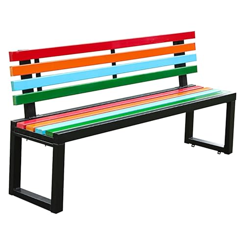 Parkbank Wetterfest mit 108° Rückenlehne Gartenbank 2 Sitzer mit Verzinktem Stahlrahmen und Holzsitz Sitzbank für Nachbarschaften, Einkaufszentren, Stadien(Black,150 * 40 * 80cm) von Generic