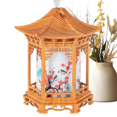 Pavilion Nachtlichtbefeuchter - USB -Doppelspray Cool Mist, tragbarer Ruhe | Orientaler Gartenstil Tischlampenbefeuchter für Home Office Auto, Baby sicherer geräuschloser Luftfeuchtigkeitsgerät von Generic