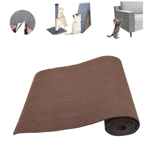 Pawmingle Cat Scratching Carpet, Trimmable Self Adhesive Wall Mat for Cats, Cat Climbing Post Covered Pad Replacement, Couch Furniture Protector (Brown, 40 * 200cm/15.74 * 78.74in) von Generic