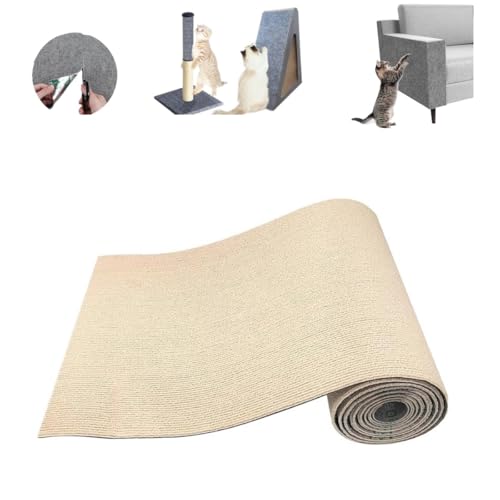 Pawmingle Cat Scratching Carpet, Trimmable Self Adhesive Wall Mat for Cats, Cat Climbing Post Covered Pad Replacement, Couch Furniture Protector (Khaki, 40 * 200cm/15.74 * 78.74in) von Generic