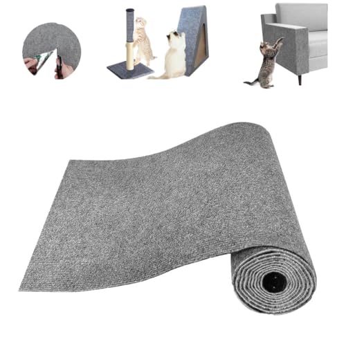 Pawmingle Cat Scratching Carpet, Trimmable Self Adhesive Wall Mat for Cats, Cat Climbing Post Covered Pad Replacement, Couch Furniture Protector (Light Gray, 30 * 100cm/11.81 * 39.37in) von Generic