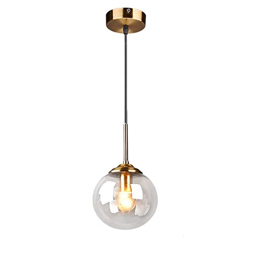 Pendelleuchte, Hängelampe aus bronzefarbenem Metall mit Glaskugelschirm, Nachttisch, E14-Leuchte, Retro-Industrie-Hängelampen für Bauernhaus, Esszimmer von Generic