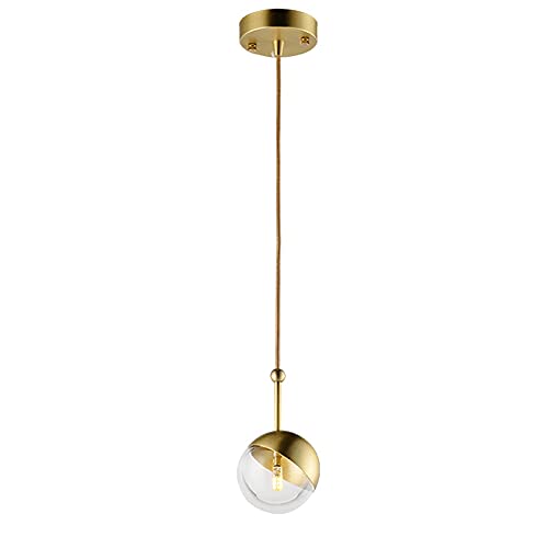 Pendelleuchte, Messing-Hängelampe mit Glaskugelschirm, dekorative Nachttischbeleuchtung, verstellbare Kupfer-Hängelampen, Moderne minimalistische Tropfenleuchten von Generic