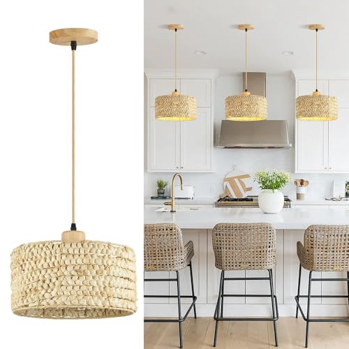 Pendelleuchte Für Den Außenbereich, Hängelampe, Rattanbeleuchtung, Handgewebte-Leuchten Mit Metallrahmen, Rattankorb, 30 cm Kronleuchter Für Esszimmer,Endekor, Küstenstrand-Hängeleuchte Für Esszimmer, Pendelleuchte Für Den Außenbereich, Hängelampe, Rattanbeleuchtung, Handgewebte-Leuchten Mit Metallrahmen, Rattankorb, 30 cm Kronleuchter Für Esszimmer,Endekor, Küstenstrand-Hängeleuchte Für Esszimmer, von Generic