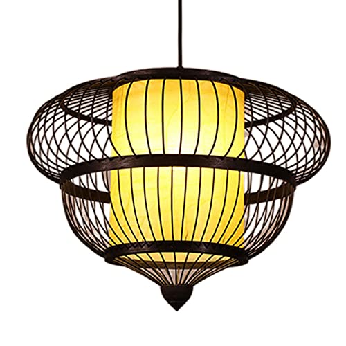 Pendelleuchte im Retro-Stil, Lampenschirm aus Korbgeflecht, mehrschichtig gewebt, hohles Rattan, Hängelampe für Restaurants, Küche, Esszimmer, Wohnzimmer, Lesezimmer von Generic