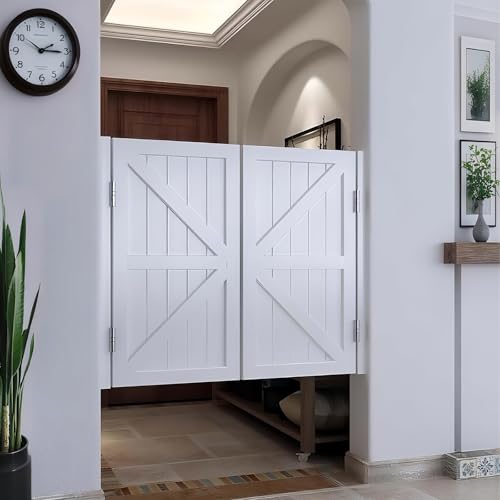 Pendeltür Holz Saloontür Innen Schwingtür W 70-150cm 2 Türen Für Bar Garten Und Wohnräume(Weiß,W:90 x H:90cm) von Generic