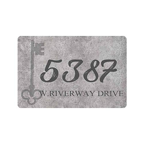 Personalisierbare Adresse, Hausnummer, Lustiger Grauer Schlüssel Badematte Überdachten Teppich Robust Läufer Flur Für Hauseingänge Patio Außenbereich 40 X 60Cm von Generic