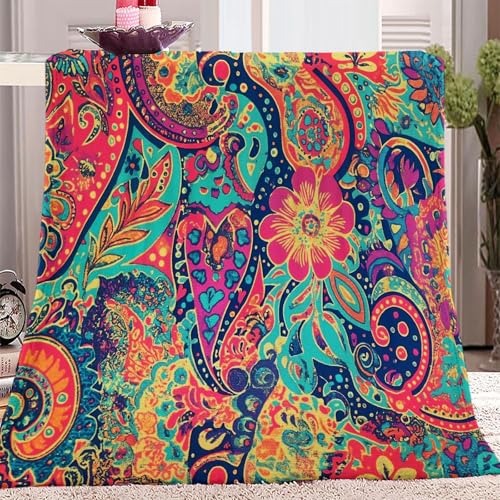 Personalisierte Kuscheldecke - Flauschig Decke - Bunt Weich Flanell Decke 180 x 220 cm Dicke Wärme Blanket Retro mittelalterliches Mattes Muster Thema Herbstliche dekorative Bettwäschedecken von Generic