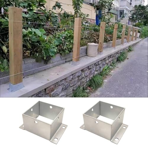 Pfostenfußanker, Reparatur Von Quadratischen Pfostenhalterungen Aus Edelsta304, Geländerstütze Für Pergola-Veranda-Decks/2 Pcs/190 * 190Mm(7.48 * 7.48In) von Generic