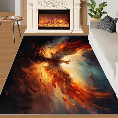 Phönix Teppich Fabeltiere Schlafzimmerteppiche Abstrakte Tiere Vögel 80x150 Rug Phönix Vorleger Rutschfester Teppich Für Stark Frequentierte Bereiche von BEQUTIY