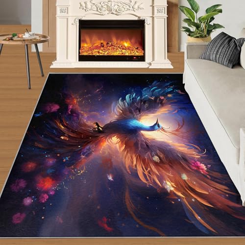 Phönix Teppich Fantasie Tiere Schlafzimmerteppiche Fabelvögel 150x240 Rug Phönix Vorleger Rutschfester Teppich Für Stark Frequentierte Bereiche von BEQUTIY