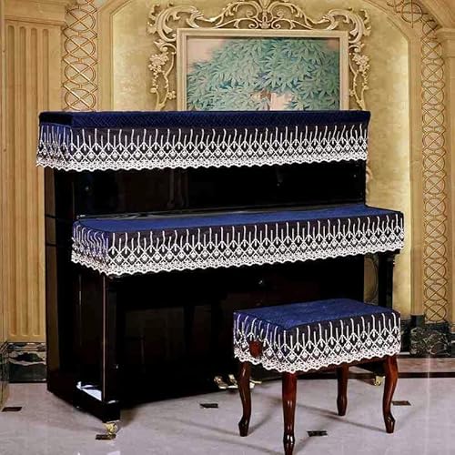 Piao Schutztuch Staubdichte Abdeckung Für Stadard 150cm Piao 3pcs/Set Rüsche Aufrechte Piao Staubschutzhülle Mit Hockerabdeckung Halb Aufrechte Pia, Navy Blue, 3PCS/Set(Single Stool Cover) von Generic