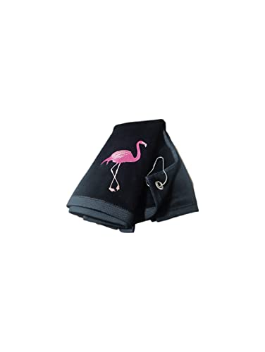 Pink Flamingo Golf-Handtuch, saugfähig, wasser% 100 türkische Baumwolle, Golf-Handtuch für Golftaschen mit Clip, Golftasche, Handtücher, Golf-Zubehör für Männer und Frauen, 27.9x45.7 cm (schwarz, 2) von Generic