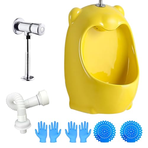 Pissoir Wand-Urinal Mit Druckknopf-Spülventil Keramik Urinal for Jungen Kinder Töpfchen for Jungen, Kindergärten, Zu Hause,öffentliche Toiletten Toilettentraining(Yellow,Surface Drainage) von Generic