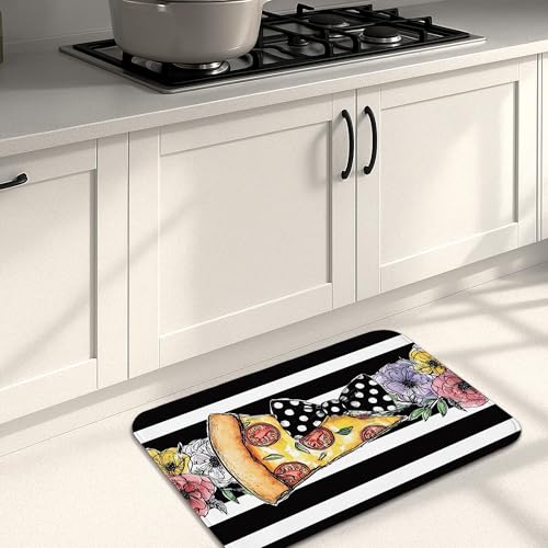 Pizza-Küchenmatten für Boden, buntes Blumendesign, gepolstert, bequem, waschbar, rutschfest, Dekor-Teppich für Waschbecken, Waschküche, Badezimmer, 40,6 x 61 cm Pizza-Küchenmatten für Boden, buntes Blumendesign, gepolstert, bequem, waschbar, rutschfest, Dekor-Teppich für Waschbecken, Waschküche, Badezimmer, 40,6 x 61 cm von Generic