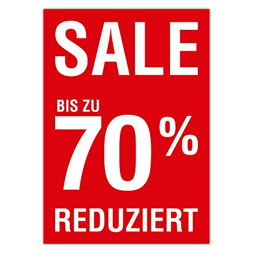averpa.abverkaufswerbung Plakat 'Sale bis zu 70 Prozent reduziert' DIN A1 (841x594mm Kundenstopperformat) aus Papier in Rot, Promotionsstil von Generic