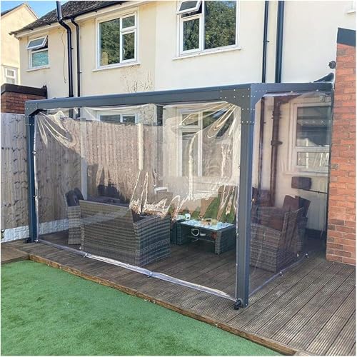 Plane Wasserdicht Heavy Duty Für Pavillon, Ultra Glass Clear Plane Abdeckung, Pergola Seitenwand Transparenter Vorhang, Clear, 4x3m von Generic