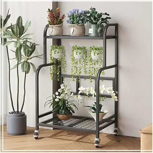 Plant Stand Plant Regal Metall Flower Cart, Heavy Duty Metall Outdoor Plant Stand Halter Rack Plant Stand Tisch Mit Rädern für Wohnzimmer Balkon Und Garten+(Size:2-layer-52 * 36 * 90CM,Color:Schwarz) Plant Stand Plant Regal Metall Flower Cart, Heavy Duty Metall Outdoor Plant Stand Halter Rack Plant Stand Tisch Mit Rädern für Wohnzimmer Balkon Und Garten+(Size:2-layer-52 * 36 * 90CM,Color:Schwarz) von Generic