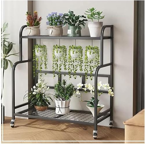 Plant Stand Plant Regal Metall Flower Cart, Heavy Duty Metall Outdoor Plant Stand Halter Rack Plant Stand Tisch Mit Rädern für Wohnzimmer Balkon Und Garten+(Size:2-layer-83 * 36 * 90CM,Color:Schwarz) Plant Stand Plant Regal Metall Flower Cart, Heavy Duty Metall Outdoor Plant Stand Halter Rack Plant Stand Tisch Mit Rädern für Wohnzimmer Balkon Und Garten+(Size:2-layer-83 * 36 * 90CM,Color:Schwarz) von Generic