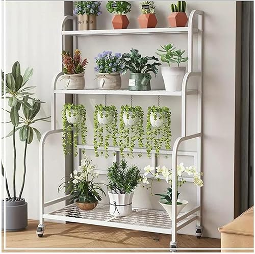 Plant Stand Plant Regal Metall Flower Cart, Heavy Duty Metall Outdoor Plant Stand Halter Rack Plant Stand Tisch Mit Rädern für Wohnzimmer Balkon Und Garten+(Size:3-layer-83 * 36 * 125CM,Color:Weiß) Plant Stand Plant Regal Metall Flower Cart, Heavy Duty Metall Outdoor Plant Stand Halter Rack Plant Stand Tisch Mit Rädern für Wohnzimmer Balkon Und Garten+(Size:3-layer-83 * 36 * 125CM,Color:Weiß) von Generic