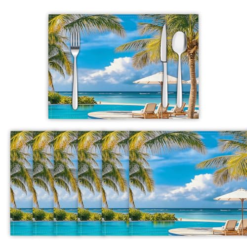 Platzset Blauer Himmel Meer Strand Ästhetik,Tischsets Abwaschbar 8 er Set,Platzdeckchen PVC rutschfest Hitzebeständig,Tisch-Matten für Esstisch Antifouling und Leicht zu Reinigen Platzset Blauer Himmel Meer Strand Ästhetik,Tischsets Abwaschbar 8 er Set,Platzdeckchen PVC rutschfest Hitzebeständig,Tisch-Matten für Esstisch Antifouling und Leicht zu Reinigen von Generic